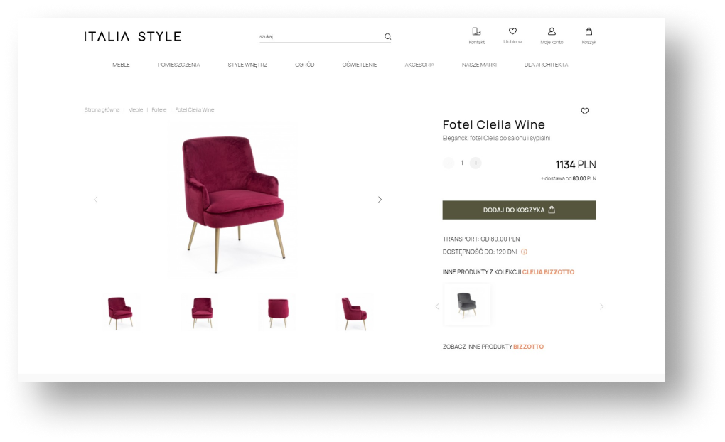 Realizacja sklepu internetowego z meblami - Italia Style