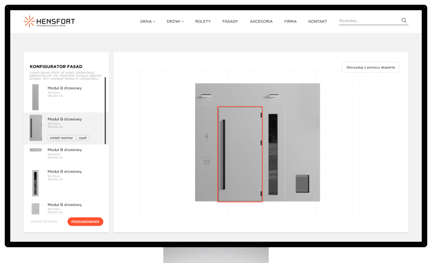 Realizacja konfiguratora drzwi, okien, fasad