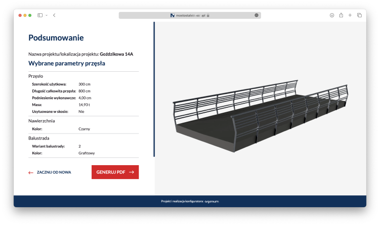 Mostostal Warszawa - konfigurator online mostów