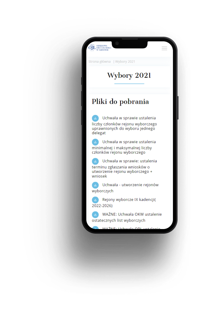 strona www okręgowej izby lekarskiej Tarnów