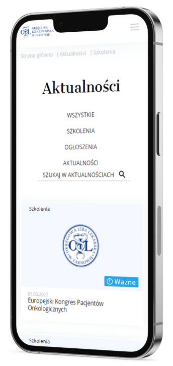 strona www okręgowej izby lekarskiej Tarnów