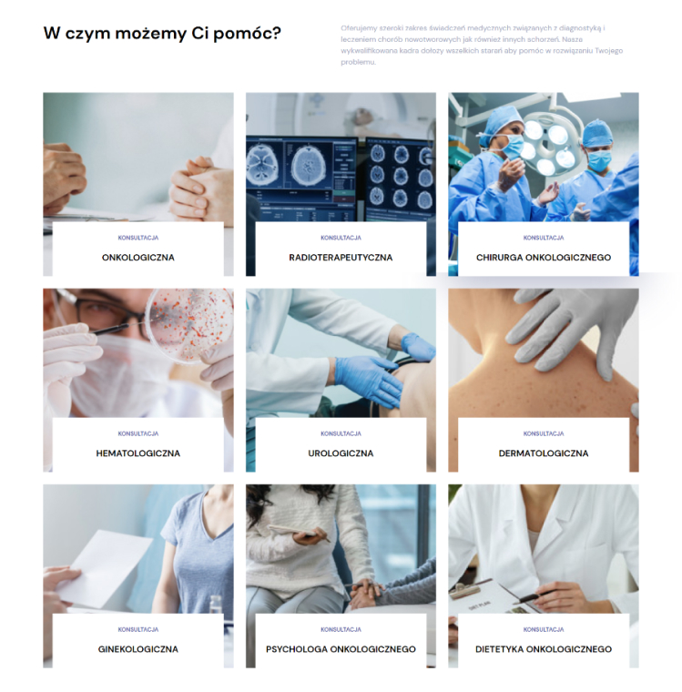 Realizacja strony www dla kliniki onkologicznej Onkomedica
